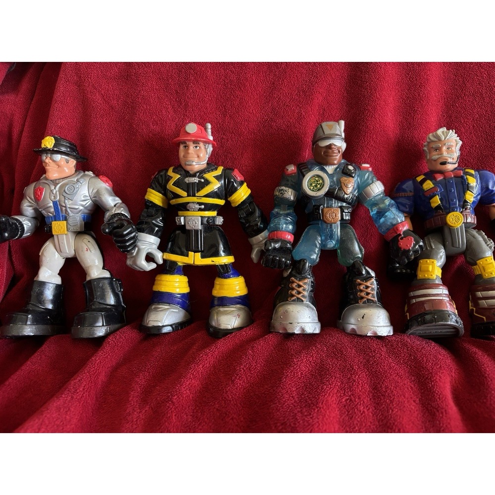 4 VTG Fischer Price Rescue Heroes 2000-2001 Patrol Firefighter Police Science